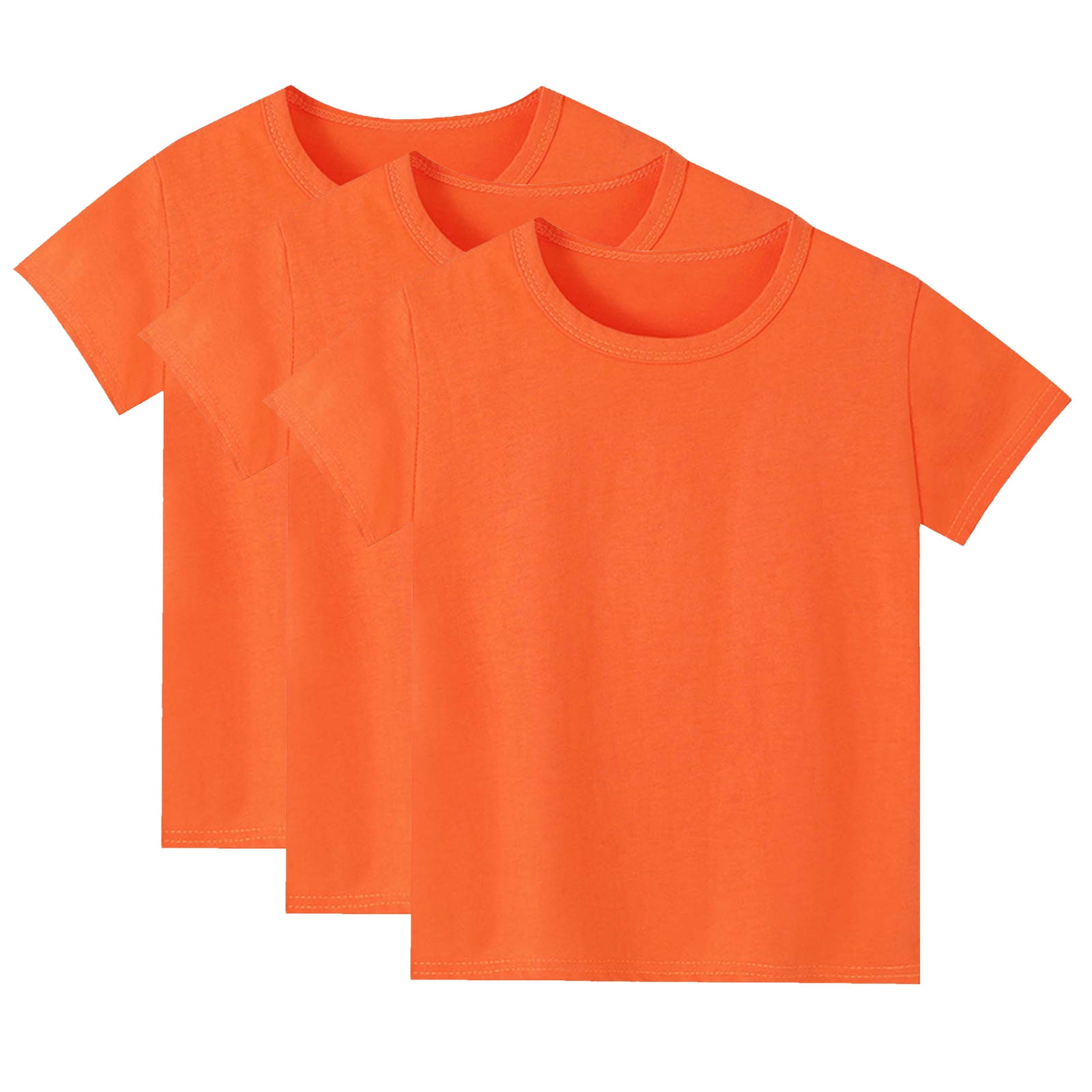 3 Pack Kids Boys Kids T Shirts Causal Short Sleeve Tee Shirts Athletic Tops for Girls Color Orange Size 5-6 Years