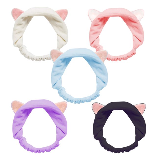 Diademas con orejas de gato bonitas, 5 uds., banda para el pelo Etti bonita elástica para mujer, diadema para lavarse la cara con ducha de Spa, diadema para el rostro Sincero Hogar