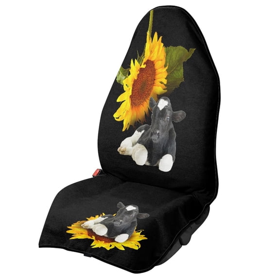 Uourmeti Calf Sunflower Terry Cloth Car Seat Cover, Sweat Proof Carseat Protector for Vans Cars Trucks, Universal Auto Interior Cover