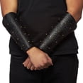 thumbnail image 2 of Faux Leather Slaughter Wrist Armour 2pc Set Studded Costume Accessory, 2 of 2