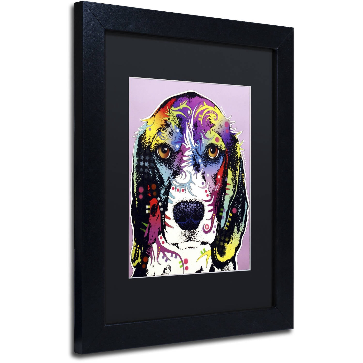 Trademark Fine Art "4 Beagle" Canvas Art by Dean Russo, Black Matte, Black Frame