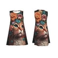 thumbnail image 7 of Yiaed Flower Crown Cat Print Women's Sleeveless Dress, Loose Fit Summer Dress, Casual Sleeveless Dress for Women, 7 of 7