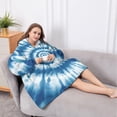 thumbnail image 5 of Oversized Wearable Blanket Hoodie,Blue Tie Dye Mandala Pattern Sherpa Blanket Hoodie with Super Pockets,Super Warm Fuzzy Pullover for Women & Men, 5 of 6