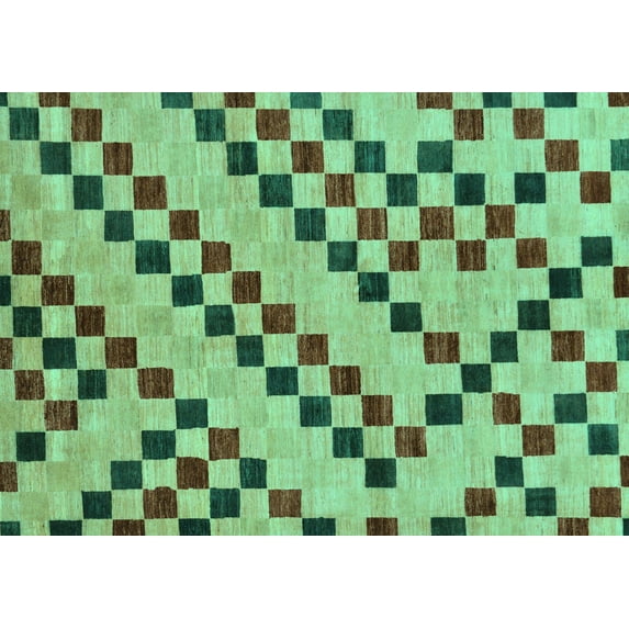 Ahgly Company Indoor Rectangle Checkered Turquoise Blue Modern Area Rugs, 6' x 9'