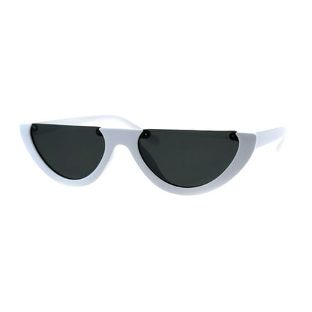 Womens Avant Garde Crop Flat Top Plastic Cat Eye Sunglasses White Black