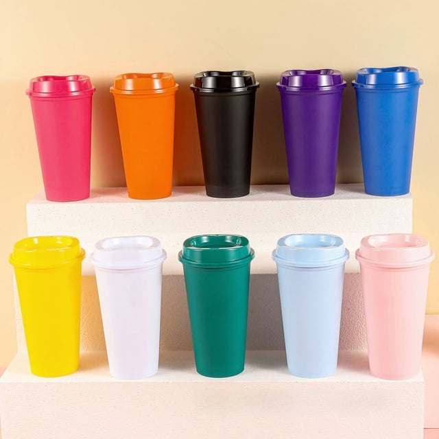 Taza de café de color creativo, material pp, taza de café de plástico de moda, 475 ml