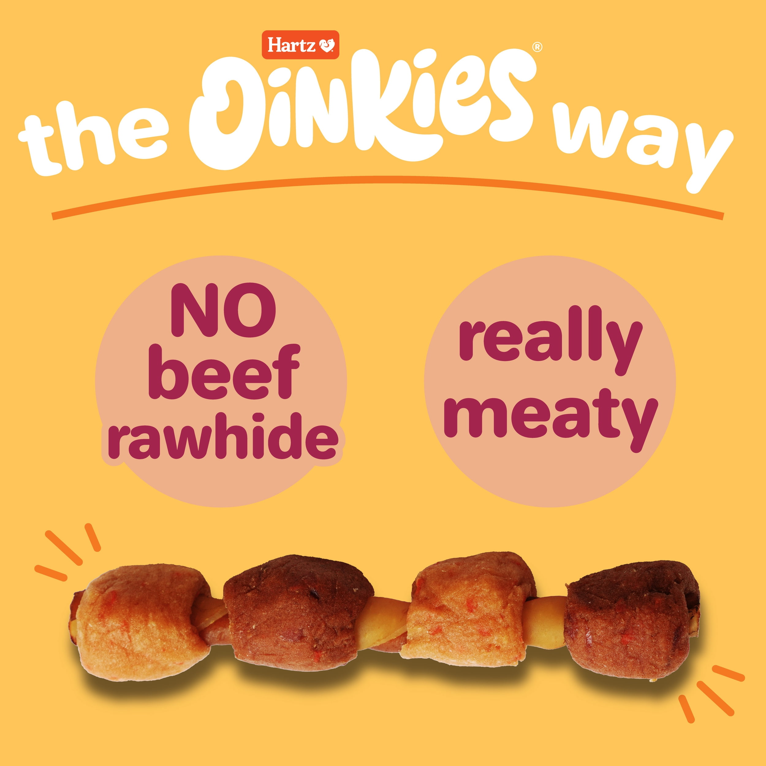 Hartz Oinkies MEGA Kabobs, Real Meaty Dog Chews with 100% Real Chicken, Duck, Carrot and Sweet Potato, 6.6 oz Bag, 8ct