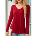 thumbnail image 4 of Fancyglim Tunic Tops for Women Casual V Neck Shirts Aline Blouse Burgundy 2XL, 4 of 10