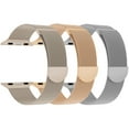 thumbnail image 2 of 3 Pack Stainless Steel Strap Compatible with Apple Watch Band 42mm 44mm 45mm 49mm, Dwitch Magnetic Clasp Replacement Band for iWatch Series 9 8 7 6 5 4 3 2 SE Ultra 2,Retro Gold/Rosegold/Silver, 2 of 4