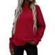 thumbnail image 1 of Gibobby Suéter para mujer, Suéter corto de manga larga con cuello redondo para mujer, cuello alto, suéter de acanalado(Rojo,M), 1 of 4