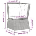 thumbnail image 4 of vidaXL Garden Sofa Corner with Cushions Grey Poly Rattan, 4 of 5