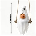 thumbnail image 7 of Halloween Ghost Swing Hanging Decoration, Fabric Ghost Holding Pumpkin on Rope Swing for Front Door, Porch, Tree, Yard and Indoor Outdoor Decor 23.62 x 7.87 Inch, 7 of 7