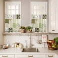 thumbnail image 3 of 3 Piece Kitchen Curtains and Valances Set Spring Floral Cafe Curtains 24 Inch Length Yellow Flowers Botanical Patchwork Grid Bohemia Valance & Tier Curtain for Living Room Bedroom 54"x18"+27"x24"*2, 3 of 6