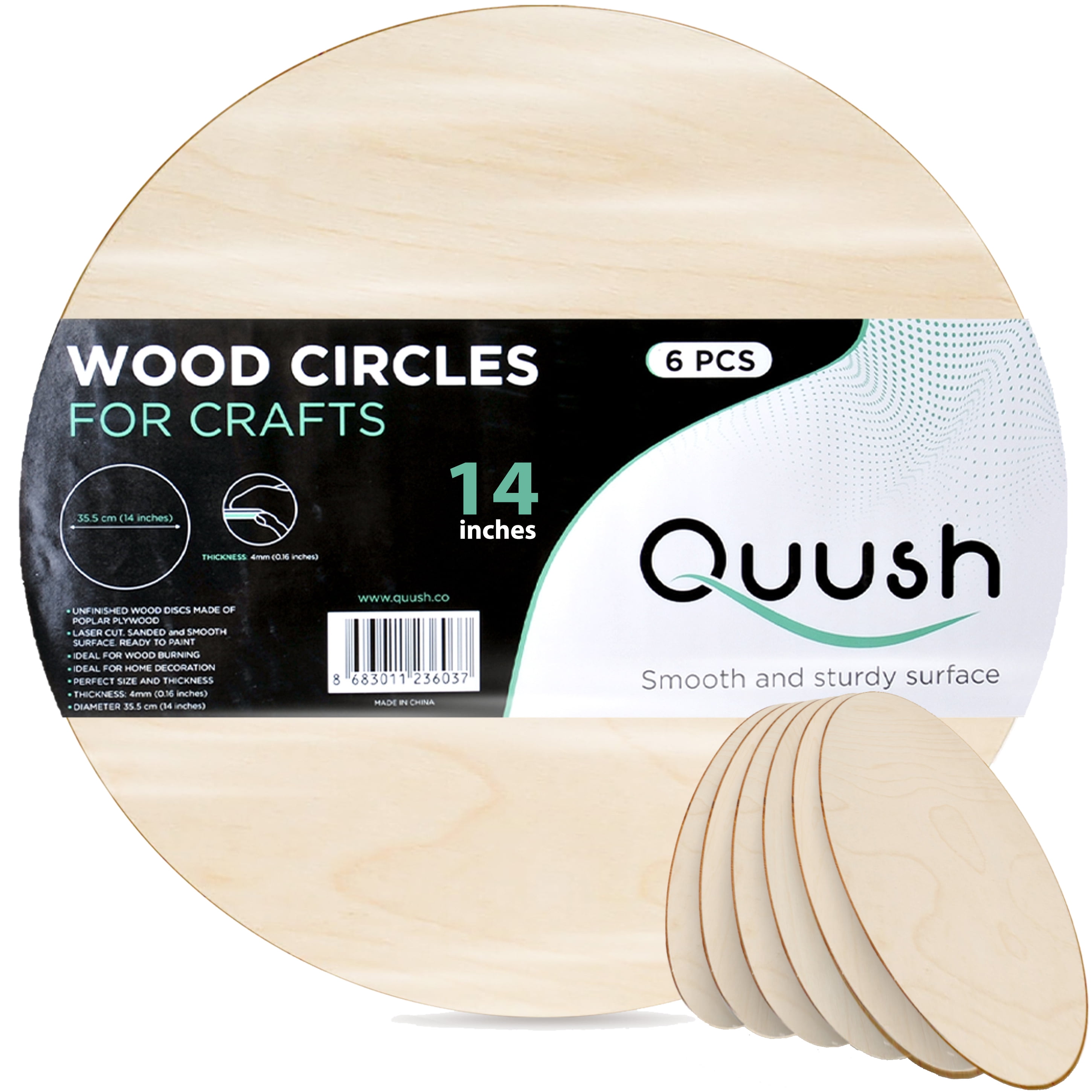 pojah 5Pcs 14 Inch Wood Circles for Crafts, Unfinished Blank Wooden Rounds  Slice Wooden Cutouts for DIY Crafts, Door Hanger, Sign, Woo