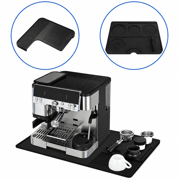 Silicone Coffee Mat Compatible with Ninja Luxe Espresso Coffee Machine ES601/ES701 & Most Home Espresso Machines - 23"x15" Anti-Slip Heat-Resistant - Maker Bar | Tamping Mat (2-in-1)