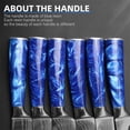 thumbnail image 3 of 3pcs Kitchen Knives Set with Heavy Duty Scissor Damascus Laser Japanese Knife Blue Resin Handle,5" Santoku Knife,7" Santoku Knife and 7" Cleaver Knife, 3 of 5