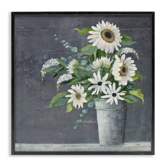 Stupell Industries Farmhouse Sunflower And Flowers Green Blue Black Framed Giclee Art, 12 x 12, by Julia Purinton