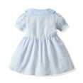 thumbnail image 6 of Odeerbi Toddler Dress Girls Princess Dresses Cotton Dress Kids Summer Solid Color Puff Sleeve Dress with Hat Suit Baby Clothes Light Blue, 6 of 7