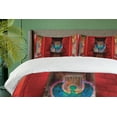 thumbnail image 4 of Ambesonne Egypt Duvet Cover Sets, Ornamental Bird Composition, 2-King, Teal and Red, 4 of 7