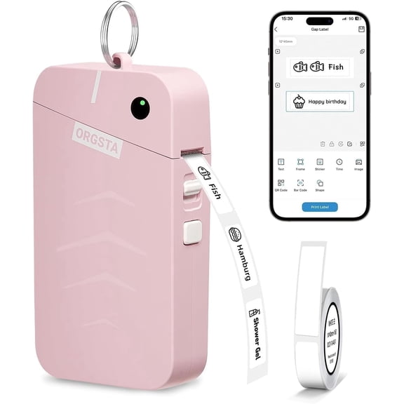 Tivkeber Label Maker Machine with Tape, Portable Bluetooth Thermal Label Printer for Home, Office, School Organization, Wireless Mini Labeler, Pink