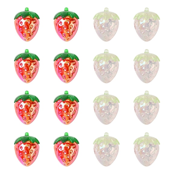 DanLingJewelry 20Pcs 2 Colors Large Hole Electroplate Acrylic Red Pink Strawberry Beads Cute 3D Fruit Food Beads for Jewelry Making Bracelets