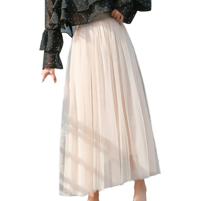 IDALL Maxi Skirt,Pleated Skirts Women's Triple Solid Color Layered Mesh Skirt Puffy Skirt Bustier Tulle Skirts,Summer Skirts,Skirts for Women Beige IDALL Maxi Skirt,Pleated Skirts Women's Triple Solid Color Layered Mesh Skirt Puffy Skirt Bustier Tulle Skirts,Summer Skirts,Skirts for Women Beige