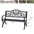 thumbnail image 6 of SUMMIT LIVING 50" Outdoor Garden Bench Chairs, Cast Iron Metal Frame Patio Park Bench, Black, 6 of 10