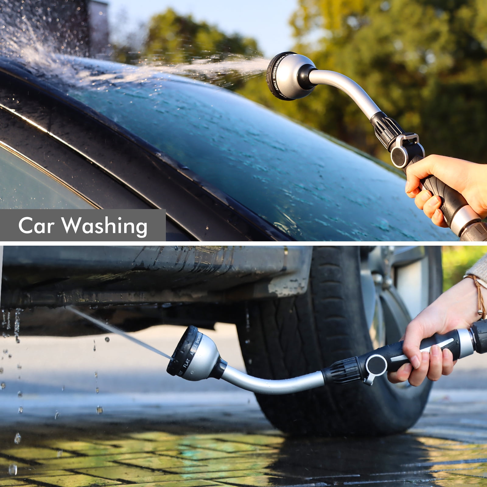 Restmo Watering Wand Heavy Duty, Metal Garden Hose Wand with 10 Spray Patterns, 15-inch Long Hose Nozzle Sprayer with Thumb Flow Control, Ideal to Water Hanging Baskets and Shrubs