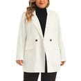 thumbnail image 1 of Blazers de mujer de tallas grandes Agnes Orinda con solapa y botones, chaquetas de trabajo con bolsillos, Blazer 1X blanco, 1 of 6