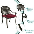 thumbnail image 7 of MEETWARM 3 Piece Patio Bistro Set, Outdoor All-Weather Cast Aluminum Dining Furniture Set Includes 2 Chairs with Cushions and a 35.4” Round Table with Umbrella Hole for Garden Deck, Chili Red, 7 of 7