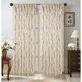 thumbnail image 1 of Sapphire Home 2 Cascade Curtain Panels, Pink Ruffle 95" Curtain Panels, Sheer Voile Vertical Ruffled Curtain Panels, Cascade 95" Ivory, 1 of 2