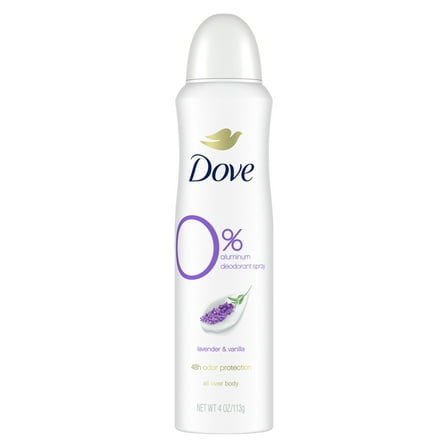 Dove 0% Aluminum Women's Deodorant Spray Lavender & Vanilla, 4 oz
