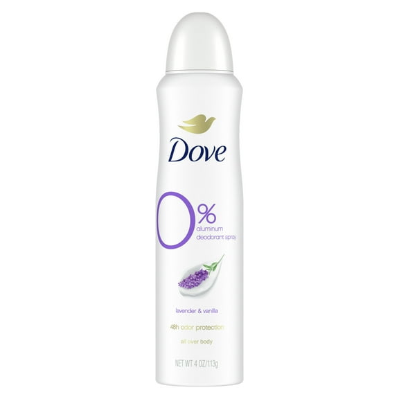 Dove 0% Aluminum Women's Deodorant Spray Lavender & Vanilla, 4 oz