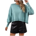 thumbnail image 2 of Dvkptbk Chandails pour Femmes Mode Féminine Décontractée Couleur Long Chandail à Col Rond Vêtements en Liquidation, 2 of 9