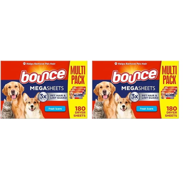 Sábanas suavizantes para secar telas Bounce para el pelo y la pelusa de las mascotas
