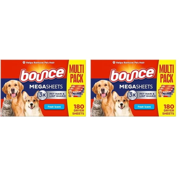 Sábanas suavizantes para secar telas Bounce para el pelo y la pelusa de las mascotas