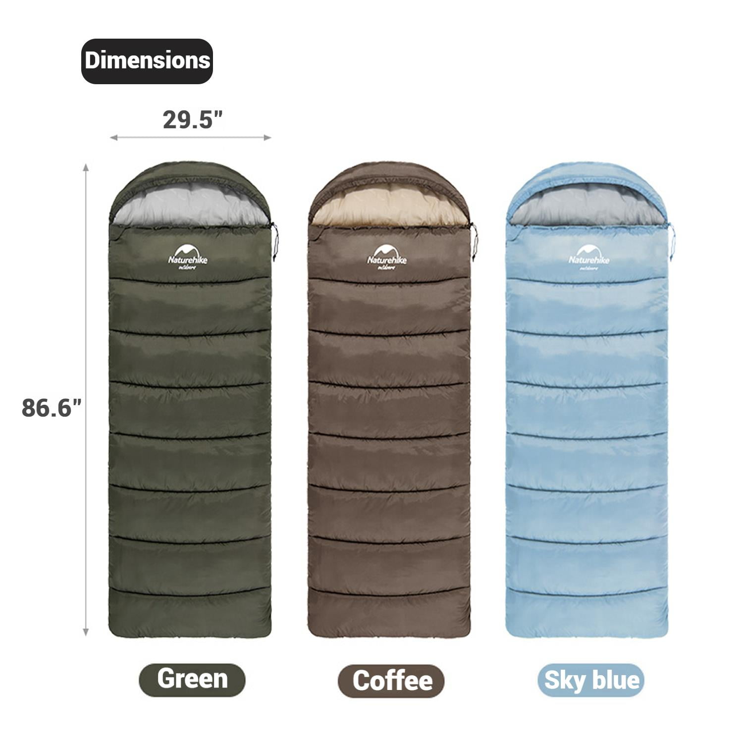 Naturehike, Sleeping Bag, U Series Envelope Cotton Sleeping Bag with Hood, Lightweight Rectangular Sleeping Bag for Adults, For Camping/Hiking/Backpacking/Travel/Home