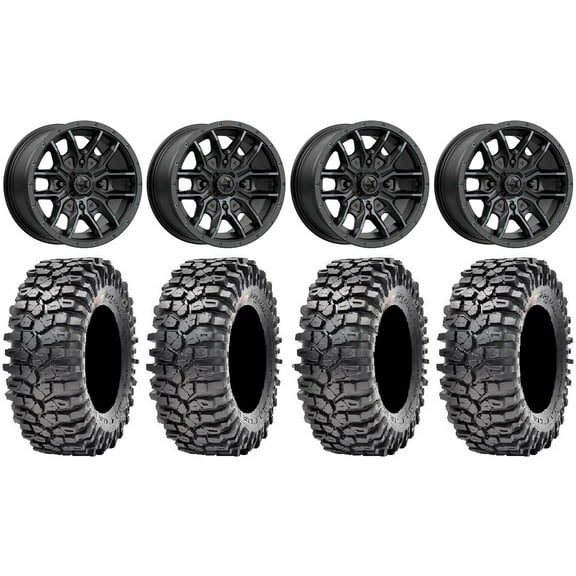 MSA Fang 15" Wheels Black 35" Roxxzilla Tires Sportsman RZR Ranger