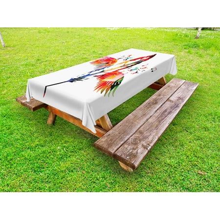 

Feathers Outdoor Tablecloth Imaginary Feather Fashioned of a Bird with Musical Harmony in the Universe Theme Decorative Washable Fabric Picnic Tablecloth 58 X 104 Inches Multicolor by Ambesonne