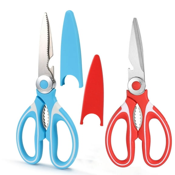 2 Pack Kitchen Scissors, Muerk  Premium Stainless Steel Heavy Duty Kitchen Shears and Multi Purpose Poultry Shears for Chicken, Poultry, Fish, Meat, Vegetables, Herbs, Bottle opener, Nuts Cracker