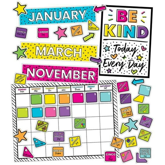 Carson Dellosa Education Kind Vibes Calendar Bulletin Board Set for Grade K-5, Multi Color