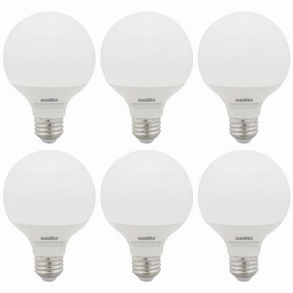 Sunshine Lighting B3166930 Sunlite LED G25 Globe Light Bulb - E26 Base - 6W - 520 Lumens - 3000K - Warm White - Pack of 6