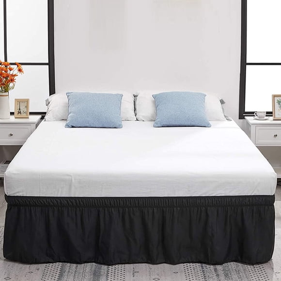 Injueey Colchón de poliéster con de cama elástica ajustable con volantes antipolvo Juegos de cama No.03