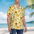 thumbnail image 3 of Honeii Beautiful Countryside Sunflower Print Men’s Hawaiian Shirt,Classic Button-Down Short Sleeve Shirt, for Beach, Vacation, and Outdoor Activities,X-Large, 3 of 7