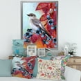 thumbnail image 3 of Designart 'Close Up Little Gray Bird On Red Autumn On Blueberry Twig' Traditional Framed Art Print, 3 of 4