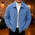 thumbnail image 6 of Ceisia Men's Point Collar Full Zip Corduroy Casual Jacket Long Sleeve Solid Color Trucker Outerwear For Autumn Gift, 6 of 9