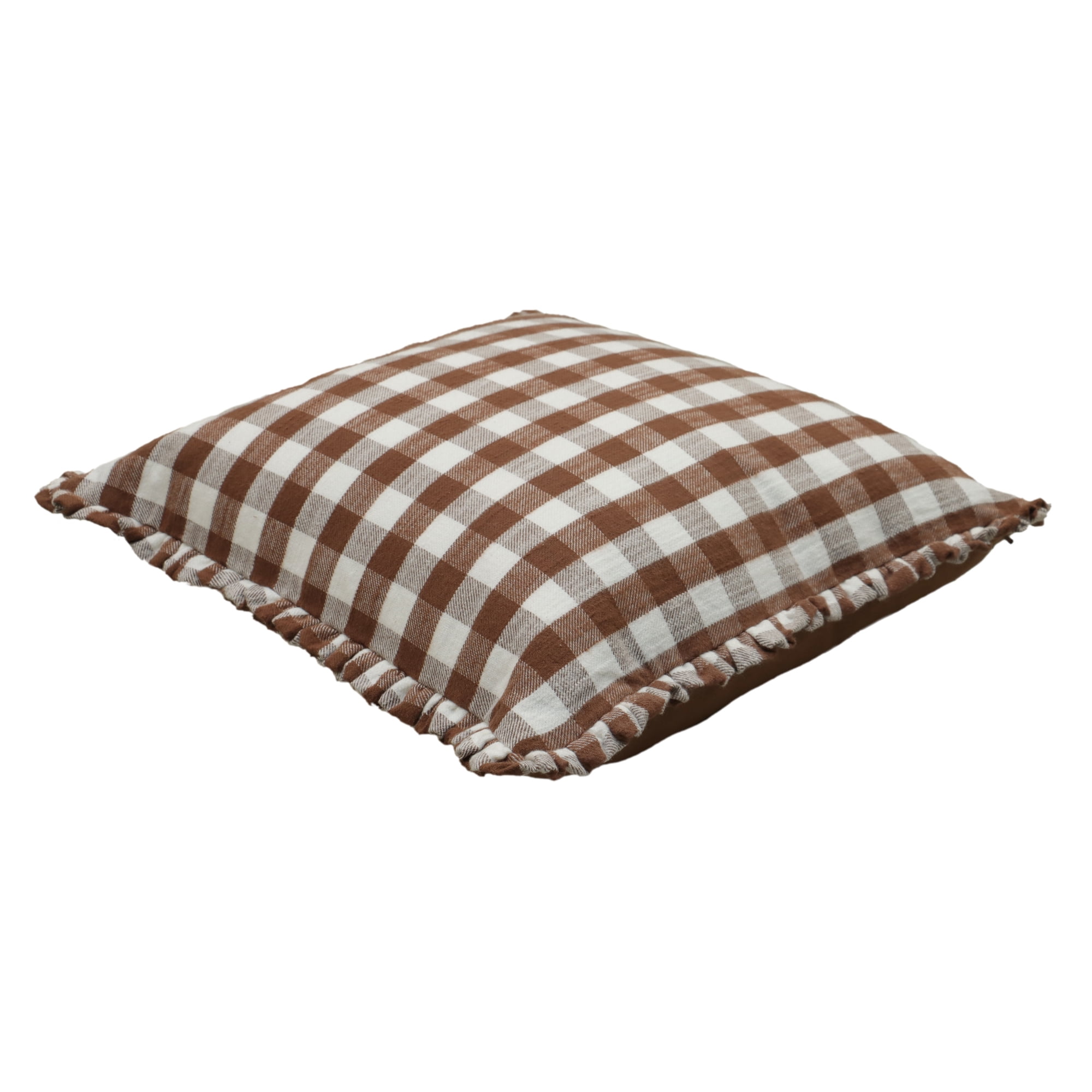 The Pioneer Woman Woven Gingham with Ruffle Pillow - Brown