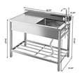 thumbnail image 2 of Évier Utilitaire en Acier Inoxydable, Lavabos à Lessive Autoportants avec Robinet, Tuyau d'Eau Froide/chaude, Dosseret, Établi et Tablettes de Rangement, Évier Commercial à Bol Unique de 39 Po pour la Préparation des Aliments, le Lavage, 2 of 7