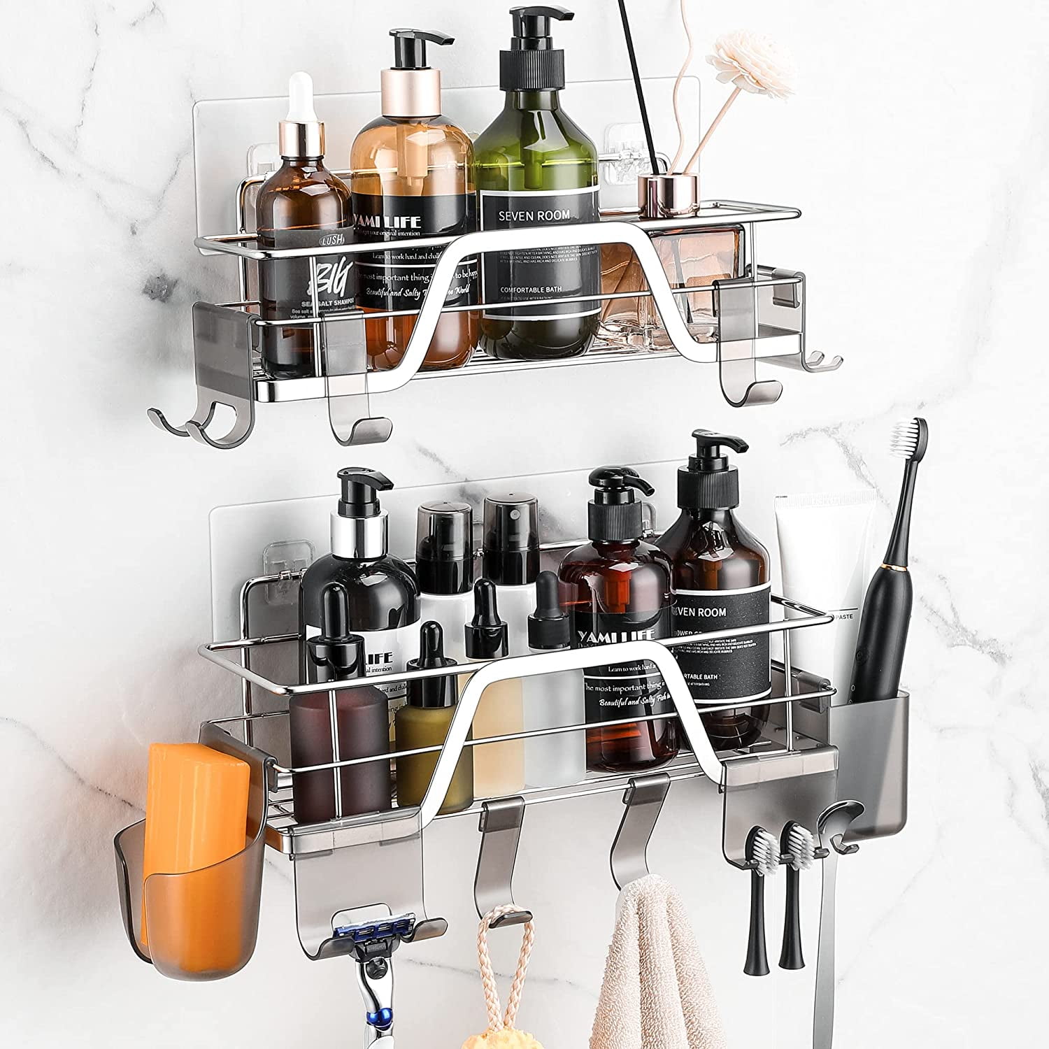 Shower Caddy Basket Adhesive Shower Shelves No Drilling Shower Racks