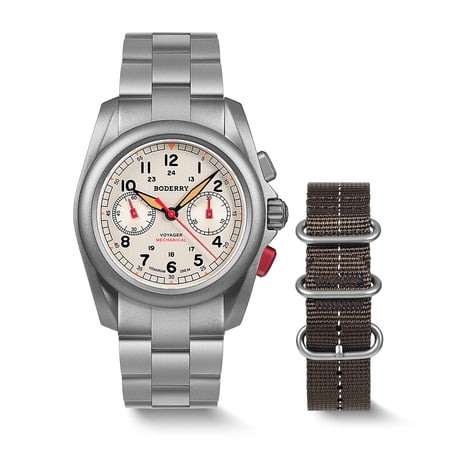 BODERRY Titanium Mechanical Chronograph Field Watches Wristwatch 100M Waterproof New Clock Military Watch for Men